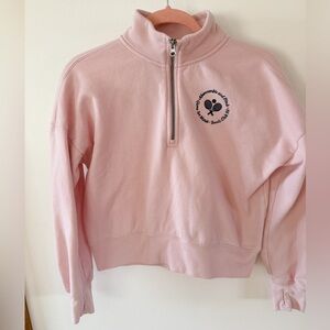 Abercrombie Pink Half-Zip Girls Top sweatshirt tennis